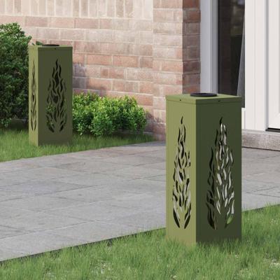 VidaXL Solar led pad licht 2 pcs olijf groen koudgewalst staal