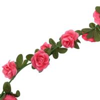 VidaXL Kerstslingers met bloemen 6 st 240 cm roodroze - thumbnail