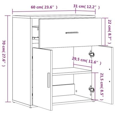 Dressoirs 2 st 60x31x70 cm bewerkt hout grijs sonoma eikenkleur