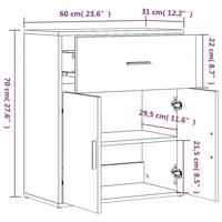Dressoirs 2 st 60x31x70 cm bewerkt hout grijs sonoma eikenkleur - thumbnail