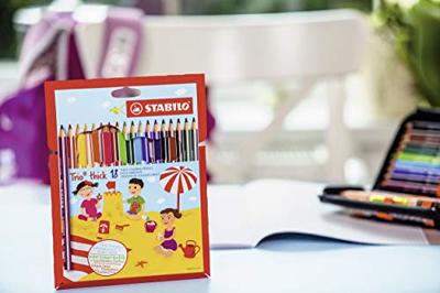 STABILO Trio thick kleurpotlood, etui van 18 stuks in geassorteerde kleuren