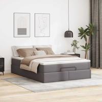 Ottoman bed met matras 140x200cm kunstleer grijs - thumbnail