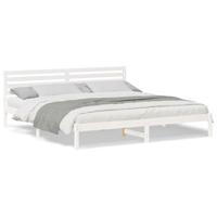 Bedframe met hoofdeinde Wit 180 x 210 cm Massief grenenhout - thumbnail