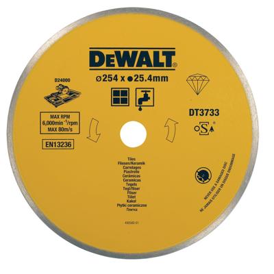 DeWalt Accessoires Diamantblad, met gesloten rand, voor keramiek, Ø250mm, asgat 25,4mm - DT3733-XJ