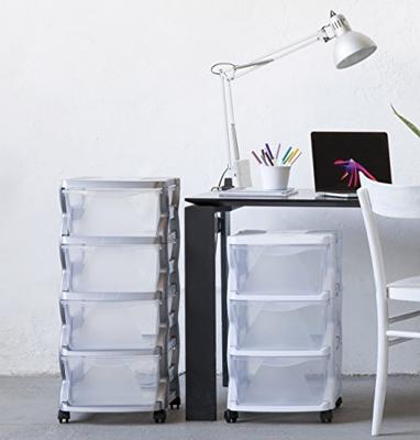 Bama Insieme Ladesysteem met Wieltjes 4 Laden 36x40x80 cm Zilver/Blauw/Transparant