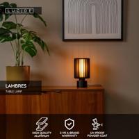 Lucide LAMBRES - Tafellamp - Ø 15 cm - 1xE27 - Zwart - thumbnail
