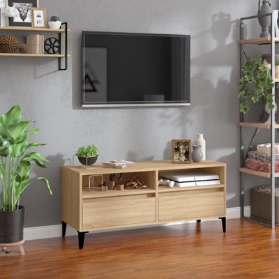 Tv-meubel 100x34,5x44,5 cm bewerkt hout sonoma eikenkleurig Tv-meubel 100x34,5x44,5 cm bewerkt hout sonoma eikenkleurig