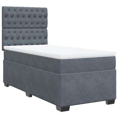 Boxspring met matras fluweel donkergrijs 90x200 cm - thumbnail