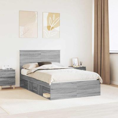 Bedframe Grijs Sonoma 120 x 190 cm Massief grenenhout