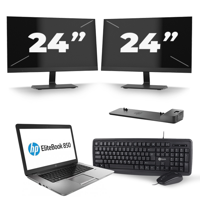 HP EliteBook 850 G2 - Intel Core i7-5e Generatie - 15 inch - 8GB RAM - 256GB SSD - Windows 11 + 2x 24 inch Monitor - thumbnail