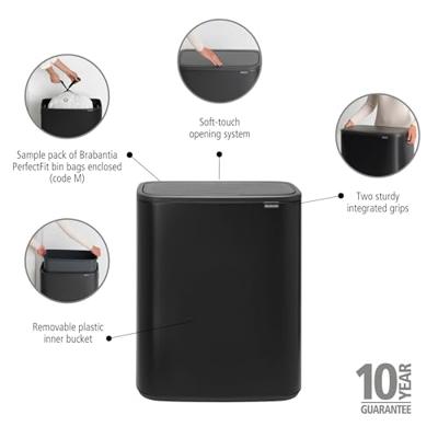 Brabantia Bo touch bin 60 liter matt black - thumbnail