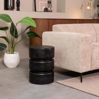 LABEL51 Ronde Bijzettafel 'Milly' Mangohout, 35cm, kleur Zwart - thumbnail