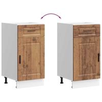 Keuken onderkast "Porto" bewerkt hout oud houtkleurig - thumbnail