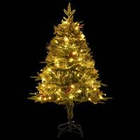 VidaXL Kerstboom met led en dennenappels 150 cm pvc en pe groen - thumbnail