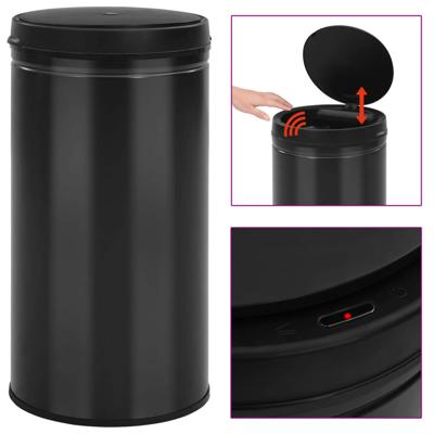 VidaXL Prullenbak met automatische sensor 60 l koolstofstaal zwart