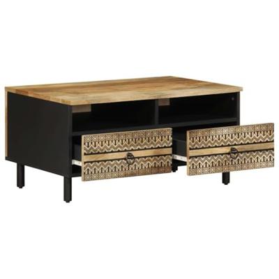 Salontafel 80x54x40 cm massief ruw mangohout zwart