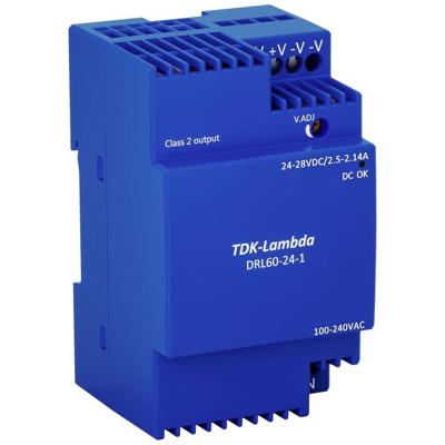 TDK-Lambda DRL60-24-1 DIN-rail netvoeding 24 V 2.5 A 60 W Inhoud 1 stuk(s) TDK-Lambda DRL60-24-1 DIN-rail netvoeding 24 V 2.5 A 60 W Inhoud 1 stuk(s)