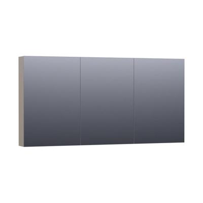 BRAUER Impress Deluxe spiegelkast - 140x70x15cm - interne en externe verlichting - 3 dubbelzijdige spiegeldeuren - mat taupe SK-IMD140MT