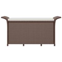Tuinbank met kussen 116x46x57 cm poly rattan bruin - thumbnail