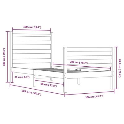 Bedframe massief grenenhout wit 100x200 cm Bedframe massief grenenhout wit 100x200 cm