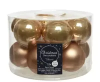 Decoris Kerstbal glas 12st camel 5cm - thumbnail