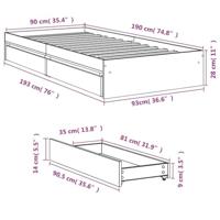 Bedframe met lades bewerkt hout sonoma eikenkleurig 90x190 cm - thumbnail