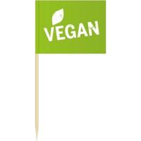 100x Vlaggetjes prikkers Vegan 8 cm hout/papier - Cocktailprikkers - thumbnail