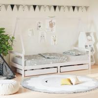 Kinderbedframe met lades 80x200 cm massief grenenhout wit - thumbnail