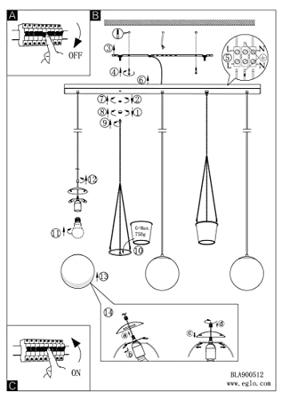 Eglo HanglampRondo 3 met glazen bollen - 900512