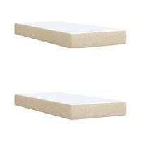 Boxspring met matras stof crèmekleurig 200x200 cm - thumbnail