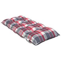 Stoelkussens 6 st lage rug ruitpatroon oxford stof rood - thumbnail