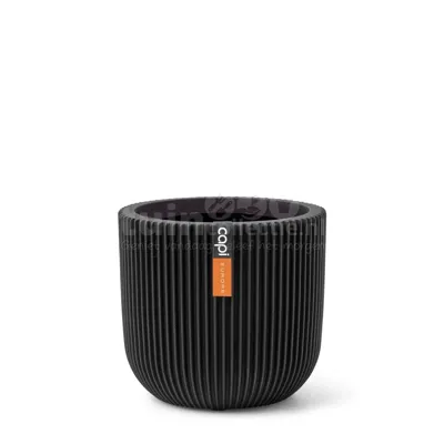 Capi nature groove bol bloempot 9x8 cm zwart