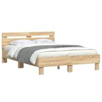 Bedframe met hoofdeinde bewerkt hout sonoma eiken 120x200 cm - thumbnail