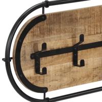 Wandkapstok met 5 haken massief ruw mangohout - thumbnail