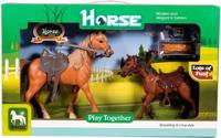 Horse paard met veulen en diverse accessoires - thumbnail