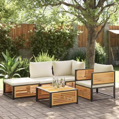 Tuinstoel met kussens massief acaciahout