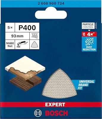 Bosch Accessories EXPERT M480 2608900724 Schuurnet voor deltaschuurmachine Ongeperforeerd Korrelgrootte (num) 400 (l x b) 93 mm x 93 mm 5 stuk(s) Bosch Accessories EXPERT M480 2608900724 Schuurnet voor deltaschuurmachine Ongeperforeerd Korrelgrootte (num) 400 (l x b) 93 mm x 93 mm 5 stuk(s)