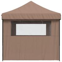 Partytent inklapbaar pop-up met 3 zijwanden bruin - thumbnail