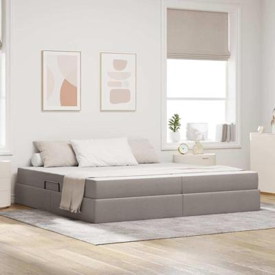 Opbergbed met matras met matras Taupe 200 x 200 cm Polyester