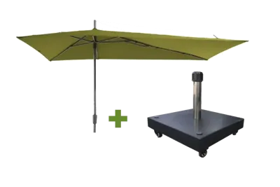 Asymetrique 360x220 sage groen met verrijdbare 60kg voet