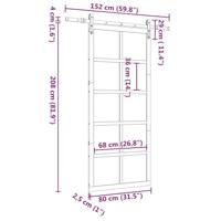 Schuifdeur Bruin 80 x 208 cm Massief grenenhout - thumbnail