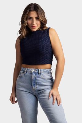 LA Sisters Honeycomb Crop Top Blauw - Maat XS - Kleur: Blauw | Soccerfanshop
