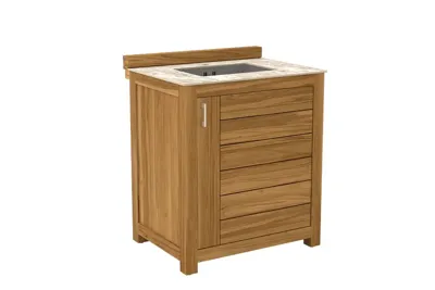 Passion Grills | Buitenkeuken Onderdeel | Milano Buitenkeukenkast met Wasbak | 80 x 63 cm | Albastro Cream