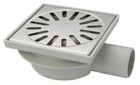 Doucheput Aquaberg ABS Vloerput RVS Rooster Laag Model Zijuitlaat 50mm 150x150mm PPC Reukafsluiter - thumbnail