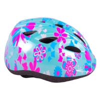 Volare kinder fietshelm - xs - blauw roze bloemetjes - 47-51 cm - extra klein model - thumbnail