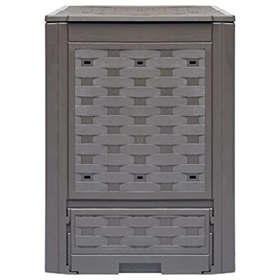 Compostbak 300 L 60x60x83 cm kunststof rattan bruin - thumbnail