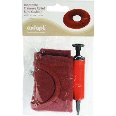 Opblaasbaar ringkussen | Donut zitkussen | Diameter 33 cm | Hoogte 8 cm | Rood | VM934BB