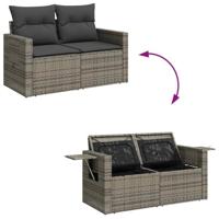 8-delige Loungeset met kussens poly rattan grijs - thumbnail