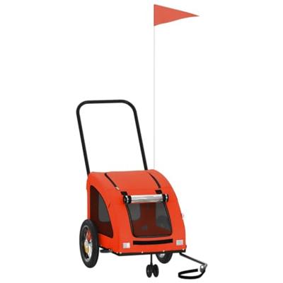 Hondenfietstrailer oxford stof en ijzer oranje en grijs - thumbnail
