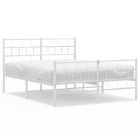 Bedframe met hoofd- en voeteneinde metaal wit 160x200 cm - thumbnail